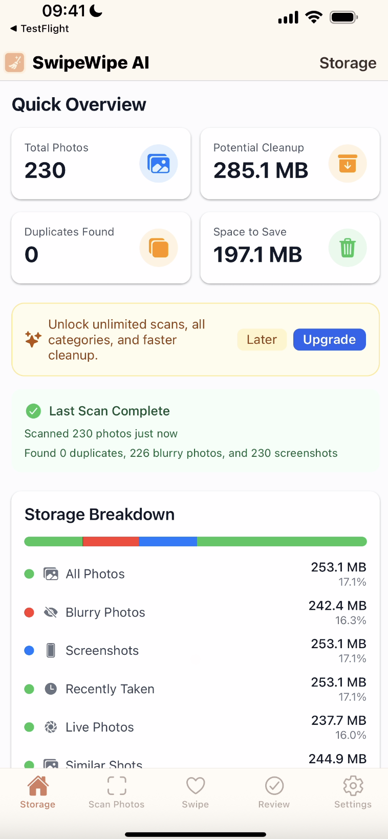 SwipeWipe AI App Screenshot
